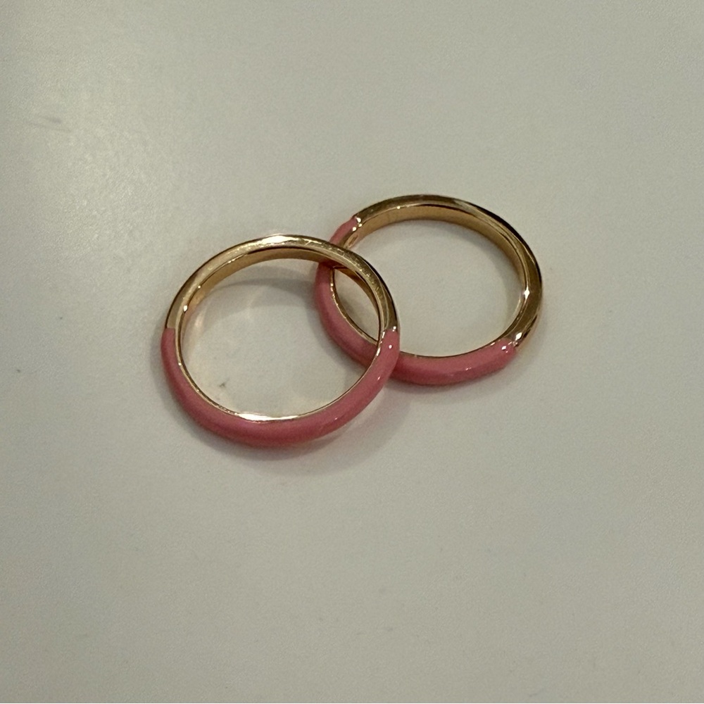 Elegant Pink and Gold Women's Ring Set